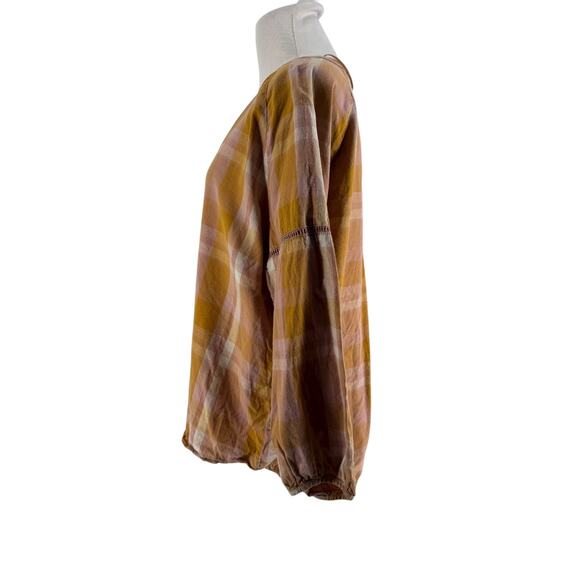 Prana Women's Pink Long Sleeve Elena Popover Plaid Top Size XL - Picture 2 of 6